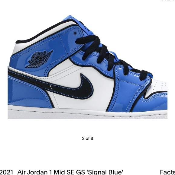 NIKE 2021 Air Jordan 1 Mid SE GS Signal Blue/ White/ Black- 5.5 youth - Picture 16 of 16